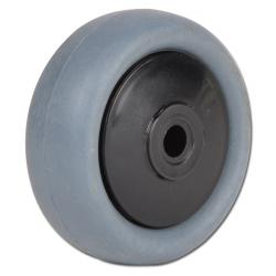 Thermoplastic wheel - rim PP - tread rubber - ball bearings - to 65 kg load