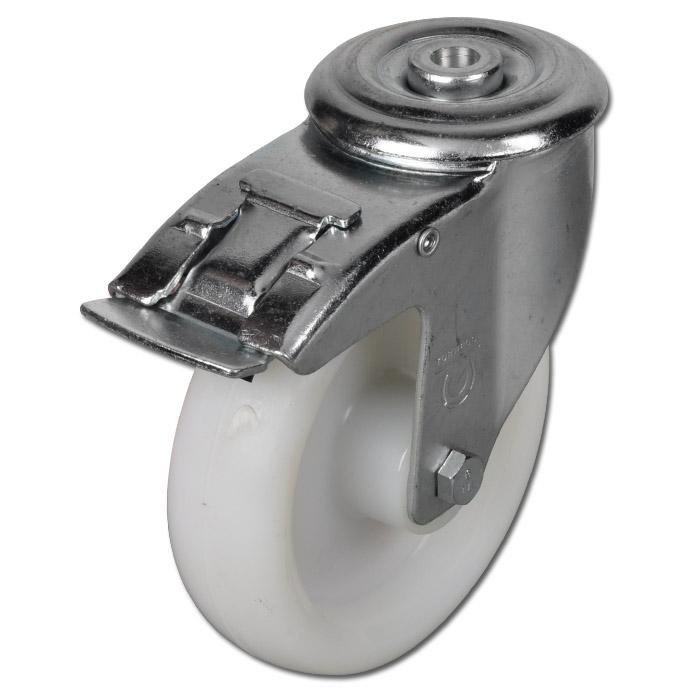 Castor - Wheel PA - tread PA - bolt hole - double stops - ball bearings - steel
