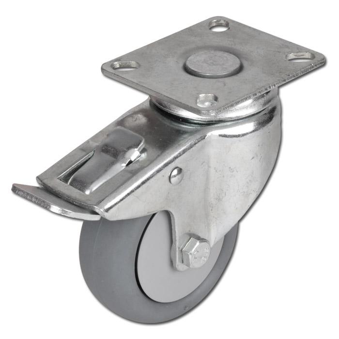 Robust apparatus castors "TORWEGGE" - with double stops and thermoplastic wheel