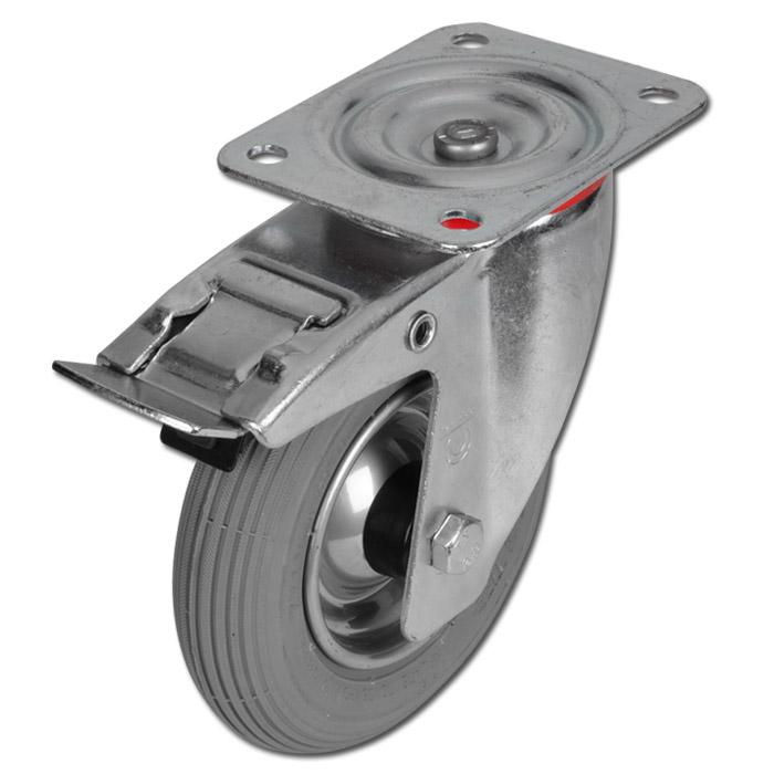 Drejeligt hjul med dobbelt stop - pneumatisk hjul - hjul Ø 185 til 260 mm - konstruktionshøjde 210 til 295 mm - bæreevne 50 til 250 kg