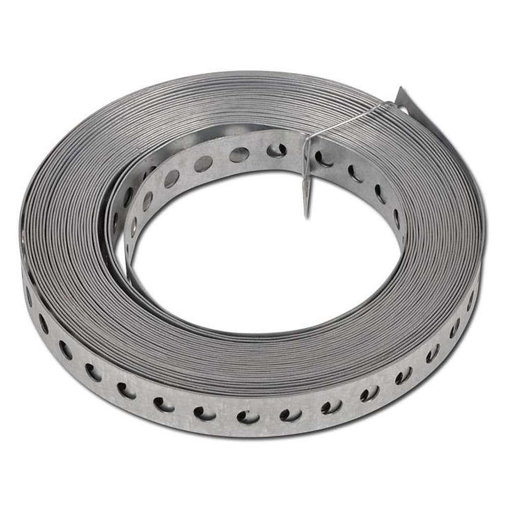 Lochband - Stahl verzinkt - kunststoffummantelt - Loch-Ø 5 mm - Bandbreite  14 mm - Preis per Stück