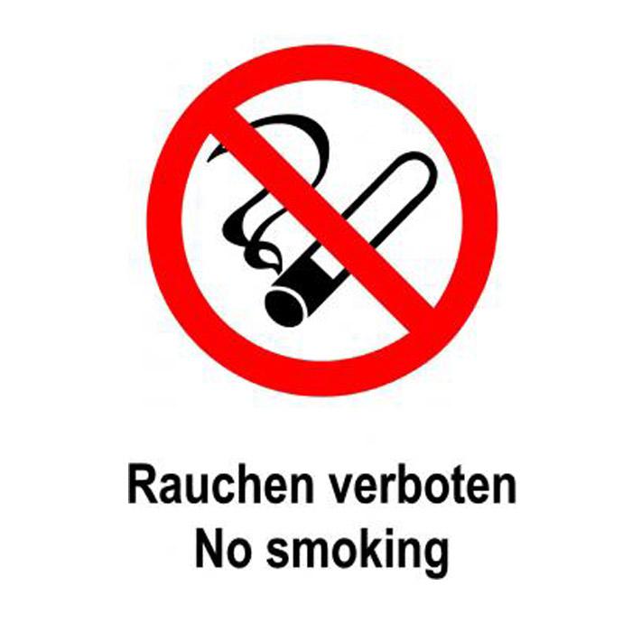 Znak zakazu- "Zakaz palenia No Smoking" 20x30cm / 30x45cm