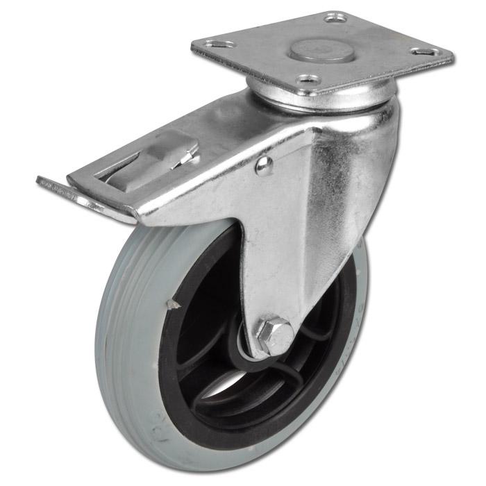 VidaXL 4 Rotelle Girevoli Con Foro Per Bulloni - Ruote In Gomma TPR E Ferro Zincato 100 Mm - Antigraffio E Silenziose Per Mobili Grigio
