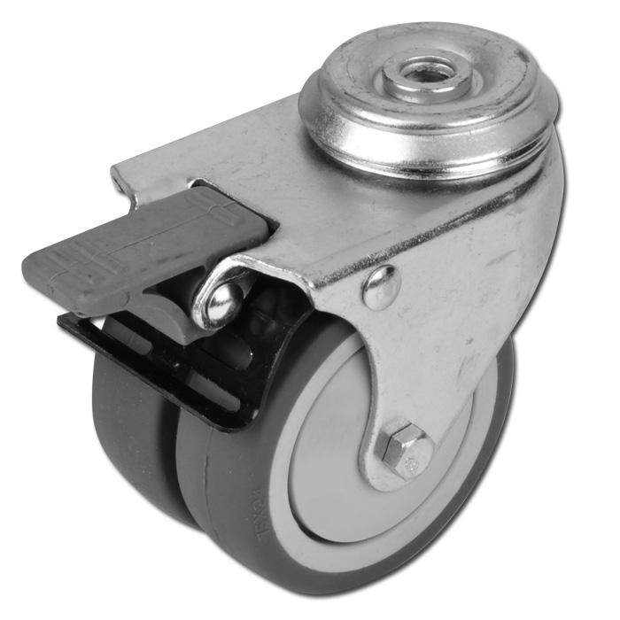 Display & Point of Sale Castors - Swivel With Bolt Hole Fixing And Braked - Rubb