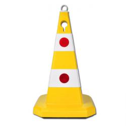 Traffic cone - hard PP - height 600 mm - yellow -  with additional feet