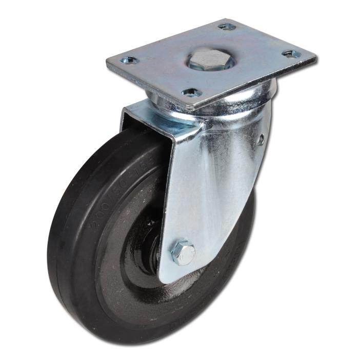Zestaw kołowy skrętny do dużych obciążeń - elastyczna pełna guma - Ř koła 160 do 250 mm - wysokość 205 do 300 mm - nośność 350 do 550 kg