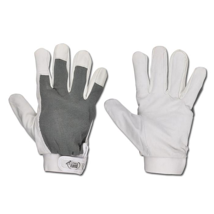 Work Gloves "SUKKUR" - Nappa Leather - White/Grey Color - Norm EN 388/ Class 211
