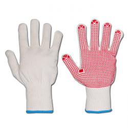 Work Gloves "Ningbo" - Fine Knitted Blended Fabric With PVC-Pimples - White/Red