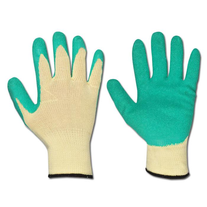 Work Gloves "Specialgrip" - Cotton Knitted And Latex Coated - Green - Norm EN 38