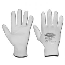 Rękawice robocze "Pekin" - z cienkiej dzianiny z powłoką PU - kolor biały - Norma EN 388 / klasa 4131