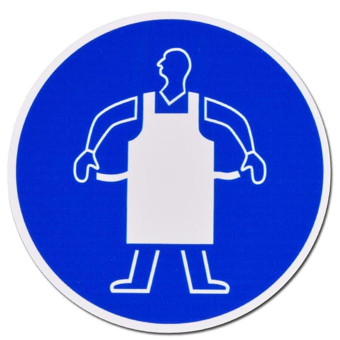 Mandatory sign "Wear protective apron" - diameter 5-40 cm