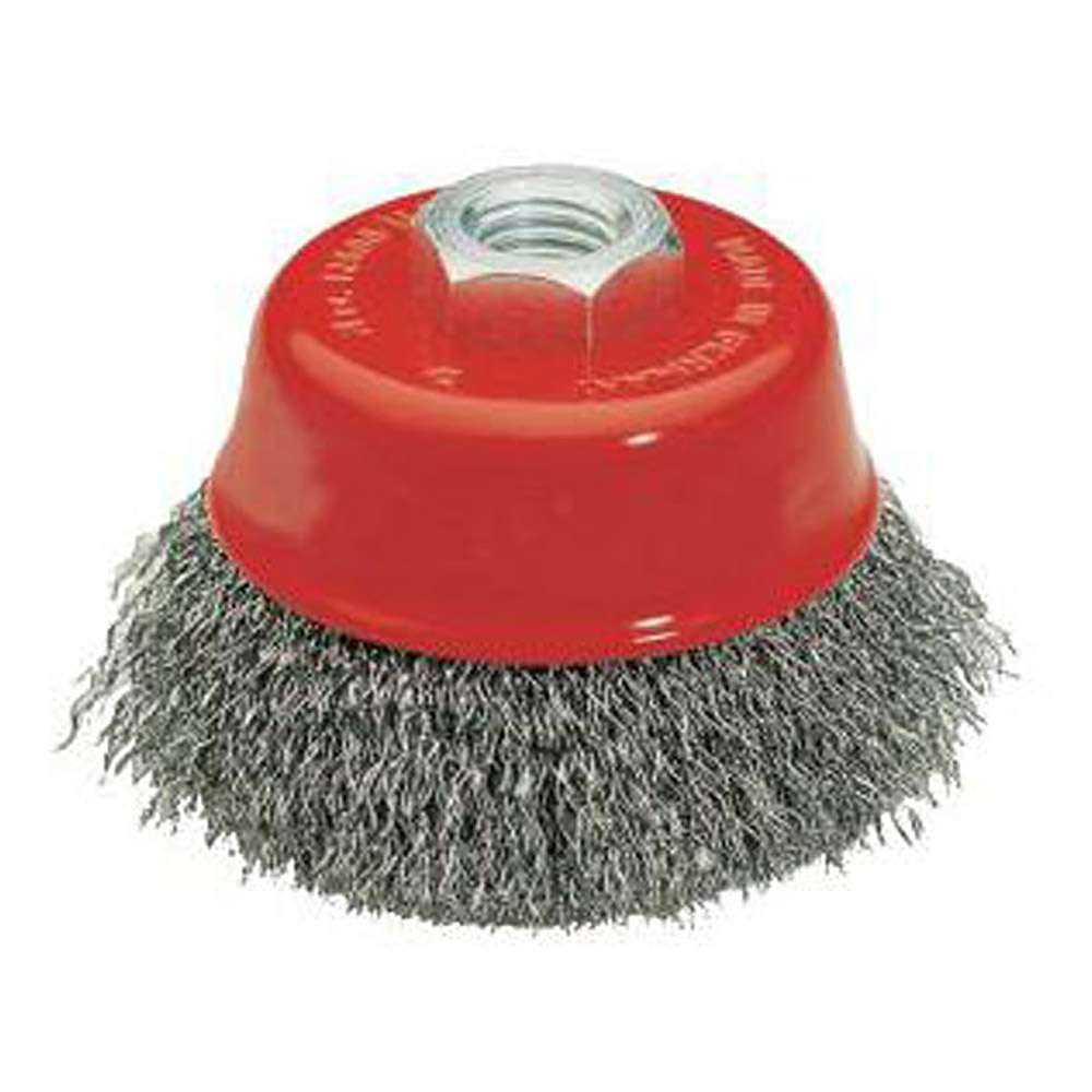 Cup brush, hardened steel wire, corrugated, Ø: 60/80 mm, FORUM