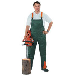 Forstschutzlatzhose, grün-orange, Schutzklasse 1,
