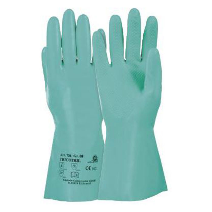 Rękawice nitrylowe "Tricotril 736" - Nitirl - zielone - kat. 3 - KCL - rozmiar 8 do 10 - opakowanie 10 par - cena za opakowanie
