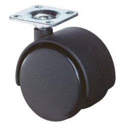 Roulette pivotante à roues jumelées pour meuble - avec platine à visser - Ø de la roue 40 et 50 mm - hauteur totale 58 et 64 mm - capacité de charge 40 et 50 kg