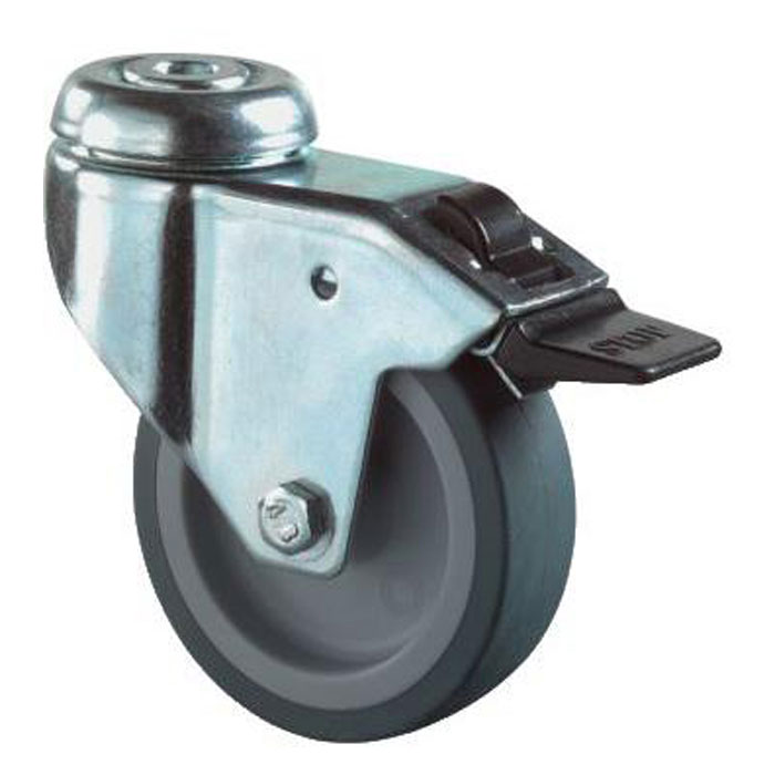 Apparat drejeligt hjul - gummihjul - hjul Ø 50 til 125 mm - konstruktionshøjde 73 til 158 mm - belastningskapacitet 50 til 100 kg