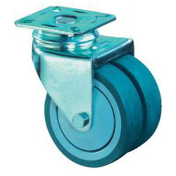 Double swivel castor - rubber wheel - wheel Ã˜ 50 to 75 mm - construction height 75 to 102 mm - load capacity 60 to 80 kg