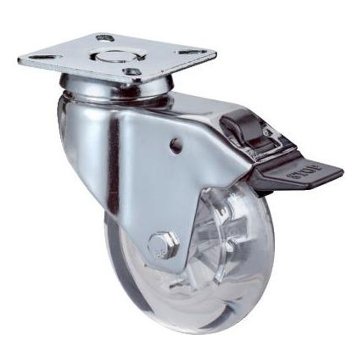 Zestaw kołowy skrętny z hamulcem - Ř koła 50 do 75 mm - wysokość konstrukcyjna 72 do 103 mm - nośność 40 do 50 kg