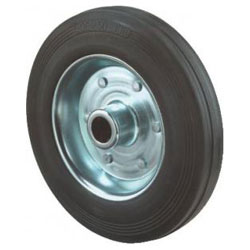 Gummihjul - stålfælg - rulleleje - hjul Ø 80 til 200 mm - lasteevne 50 til 205 kg