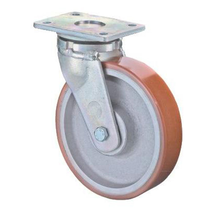 Roulette pivotante très résistante - roue en polyuréthane - Ø de la roue 100 à 300 mm - hauteur totale 150 à 365 mm - capacité de charge 295 à 2000 kg