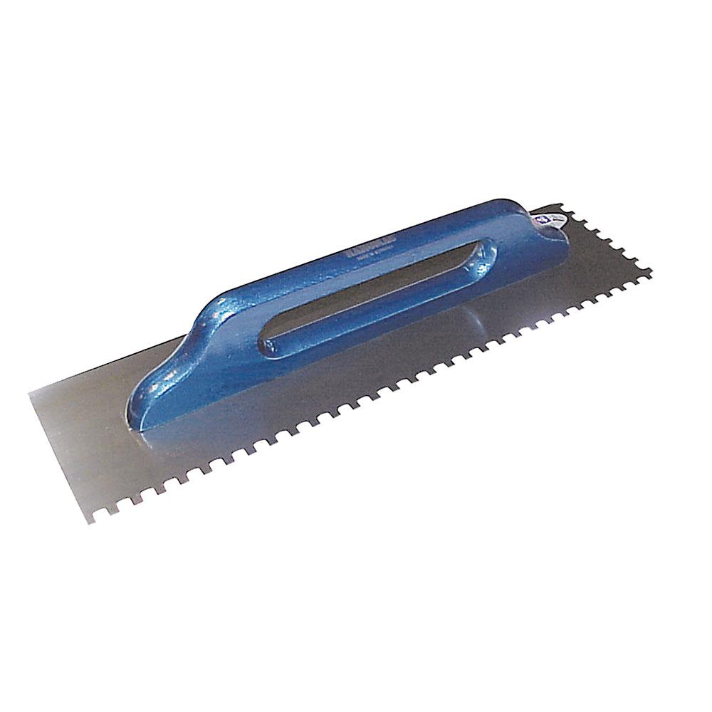 Truelle de lissage suisse - dentelée - acier inoxydable - longueur de lame 500 mm - largeur de lame 130 mm - manche en bois