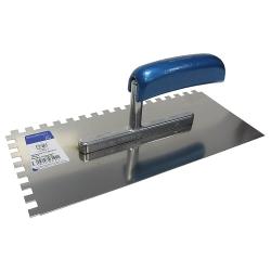 Smoothing trowel - serrated - stainless steel - blade length 280 mm - blade width 130 mm - hardwood handle
