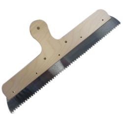 Surface decorative spatula - hardened steel - blade width 500 mm - pointed teeth - plywood handle