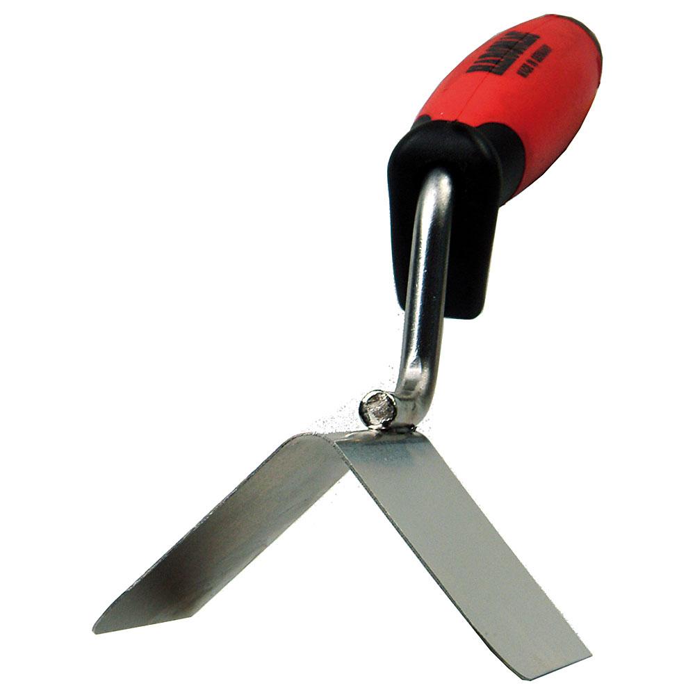 Utvendig hjørnesparkel - rustfritt stål - knivvinkel 90 ° - knivbein 80 x 60 mm - 2-komponent Ergo mykt håndtak