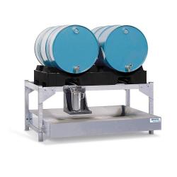 Abfüllstation classic-line - Stahl verzinkt - für 2 Fässer à 200 l - mit PE-Fasspalette