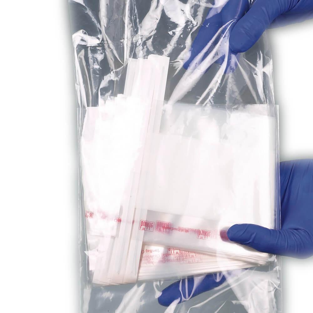 SteriBag Cleanroom sample bag - sterile - PE - transparent - liquid-tight - with labeling field - content 800 ml or 1650 ml