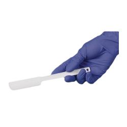 Sample spatula - bio-PE - white - length 192 mm - width 20 mm - bulk pack or individually packed and sterilized - PU 100 pieces - price per PU