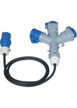 3-way adapter - 3 poles - with 1 x CEE or 3 x CEE plug - Voltage 250 V - Nominal current 16 A - IP 44