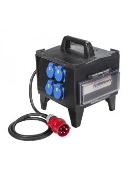 Solid rubber small distributor "Glattbach" - with 4 sockets 230 V - FI switch 40 A, 4-pole - 2 m cable