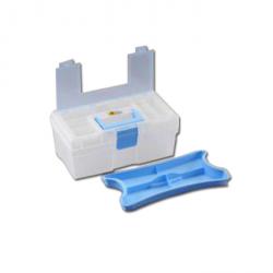 Kunststoff-Aufbewahrungskoffer McPlus Clear 12,5 - Außenmaße (B x H x T) 310 x 170 x 130 - Farbe transparent / blau