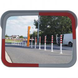 Verkehrsspiegel - Maße 80 cm x 60 cm - Material Acrylglas - Randfarbe rot/weiß