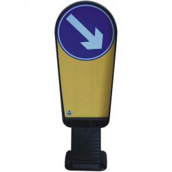 Verkehrsinselbake - pointing right - height 1000 mm - self-righting - Material PUR - color black / yellow with arrow