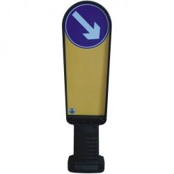 Verkehrsinselbake - rechtsweisend - Höhe 900 mm - selbstaufrichtend - Material PUR - Farbe  schwarz/gelb mit Pfeil