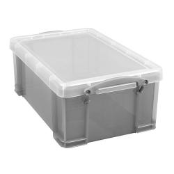 Oppbevaringsboks - med lokk - volum 9-35 l - plast - transparent/grå