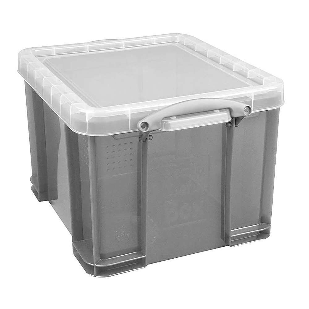 Boîte de rangement - avec couvercle - capacité 9 à 35 l - plastique - gris transparent