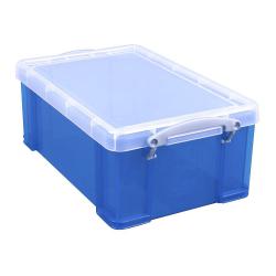 Boîte de rangement - avec couvercle - capacité 9 à 35 l - plastique - bleu transparent