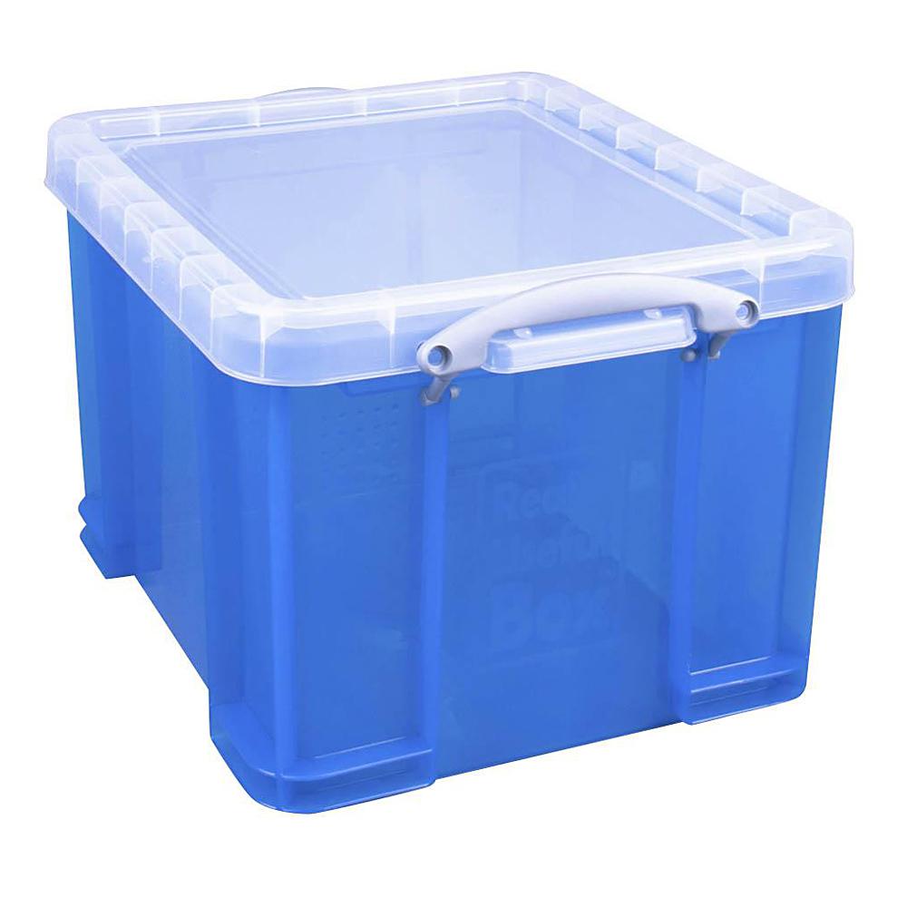 Storage box - with cover - volume 9 to 35 l - plastic - transparent blue