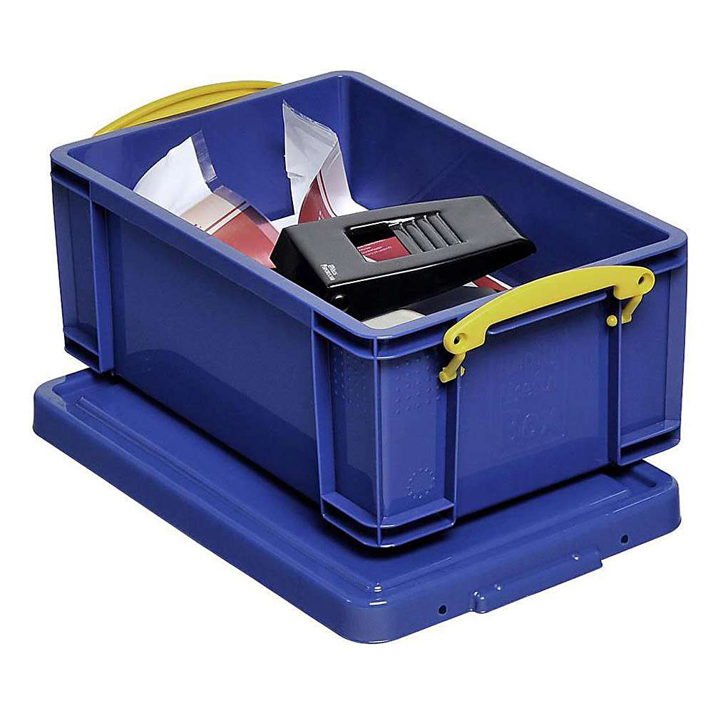 Förvaringslådor - med lock - volym 9-84 l - plast - blå