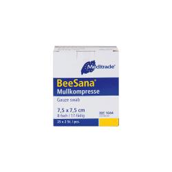 Kompres z gazy - BeeSana® - pojedynczy sterylny - rozmiar 7,5 x 7,5 cm - zgodny z normą EN 140179