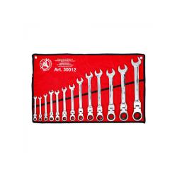 Ratchet ring open-end wrench set - SW 8 to 32 mm - heads flexible - 13pcs.