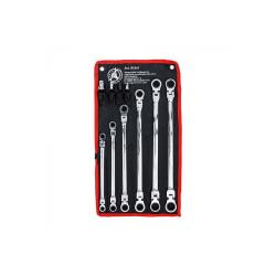 Double ratchet joint wrench set - Width across flats 8 to 19 mm - 10 pcs.
