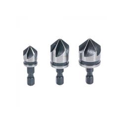 Countersink bit set - drive 6.3 mm (1/4 '') - size 12 mm, 16 mm and 19 mm