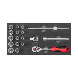 Gedore red socket wrench set - in 1/3 CT module - 18-piece set - Price per set