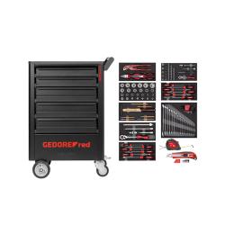 Gedore red workshop trolley GEDWorker - incl. various tools Tools, 119 pieces