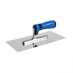 Smoothing trowel - rustproof - serrated E4 to E10 - 280 x 130 x 0.7 mm - with special soft grip