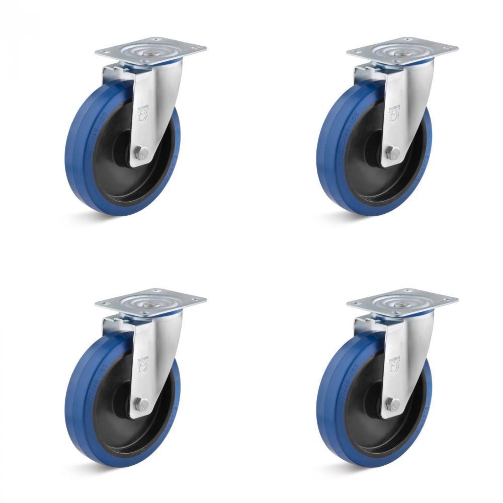 Heavy duty castors - load capacity from 150 to 615 Kg - Set of 4 castors without brakes